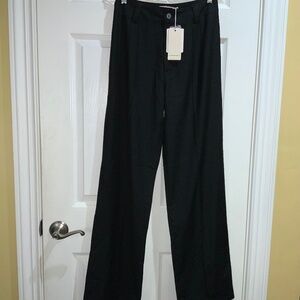 Commense black high waist front zip pants Sz S belt loops pockets New